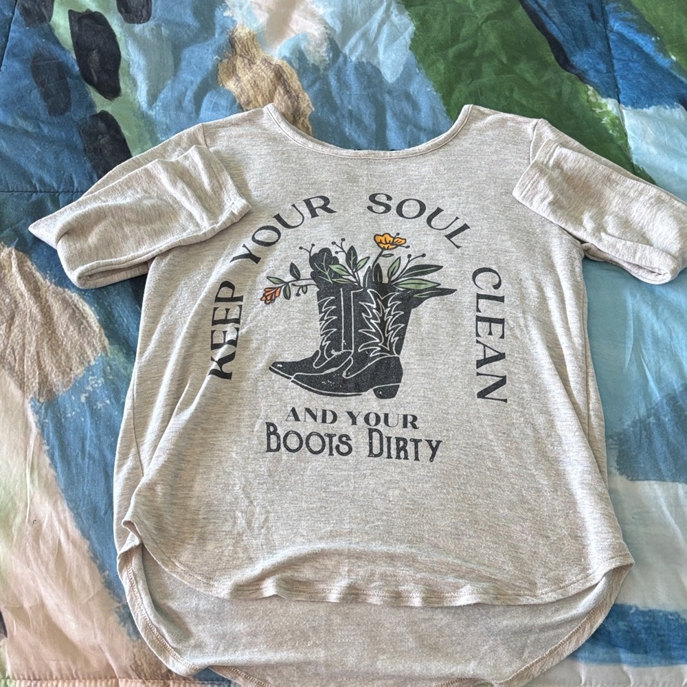 Graphic Tee with Boots Design